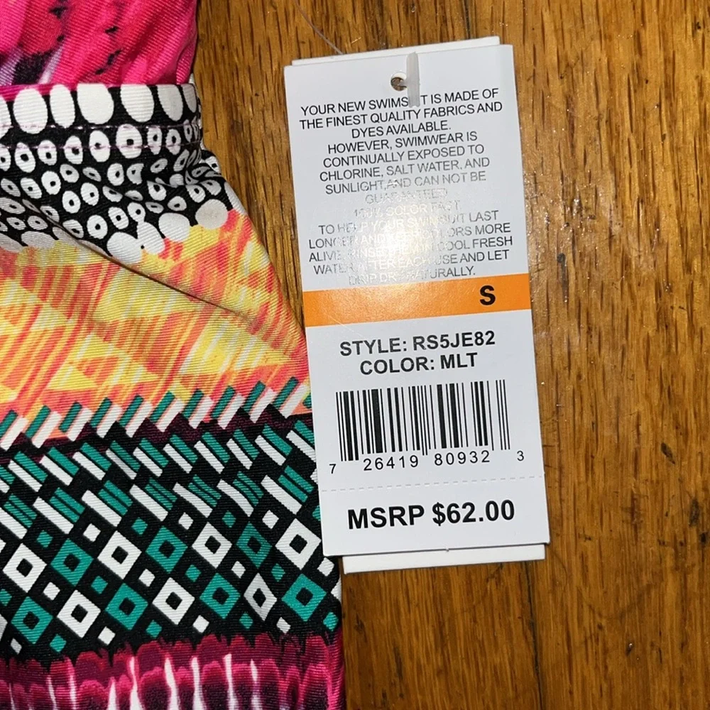 NWT Kenneth Cole Reaction Multicolor Tankini swimwear Bikini Top Size Sm…
